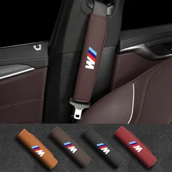 Car logo Seat Belt Protective Cover Long Short Leather Shoulder Pads For BMW X1 X2 X3 X4 X5 X6 X7 G20 G30 6GT E46 E90 E60 F10 E