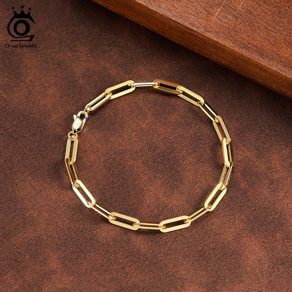 

Браслет-цепочка ORSA JEWELS 4,5 мм из стерлингового серебра 925 пробы, классический ювелирный аксессуар, подарок SB109