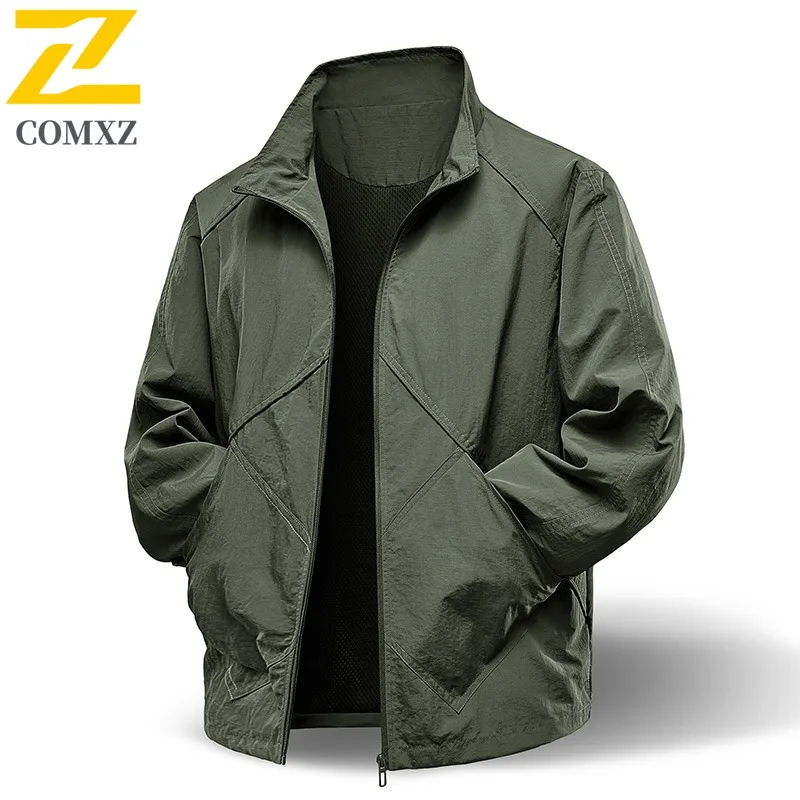 

Men Stand Collar UV Protection Jacket UPF50+ Ice Touch Cooling Loose Fit Skin Coat with Quick Dry for Outdoor Sports Daily Wear