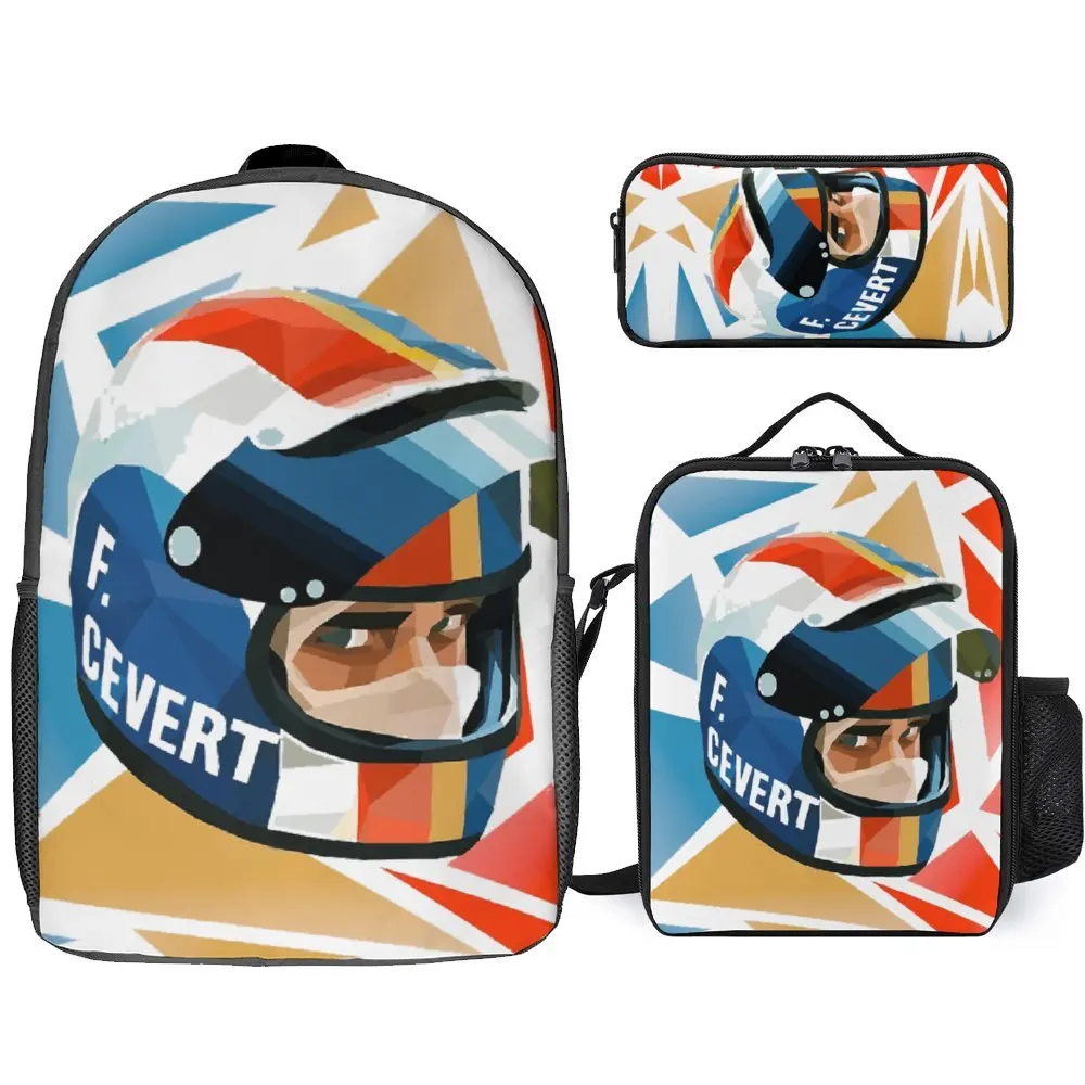 Ayrton Senna F1 Race Raer 12 3 in 1 Set 17 Inch Backpack Lunch Bag Pen Bag  Lasting Toothpaste Cozy  Sports Activities Graphic