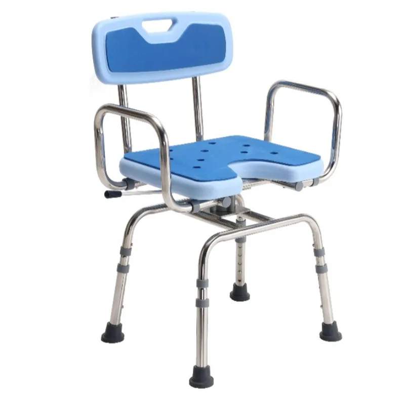 Bathtub Rotatable Bath Chairs, Rehabilitation Equipment Stainless Steel Can Sit Bath Aids Shower Stools for The Elderly People
