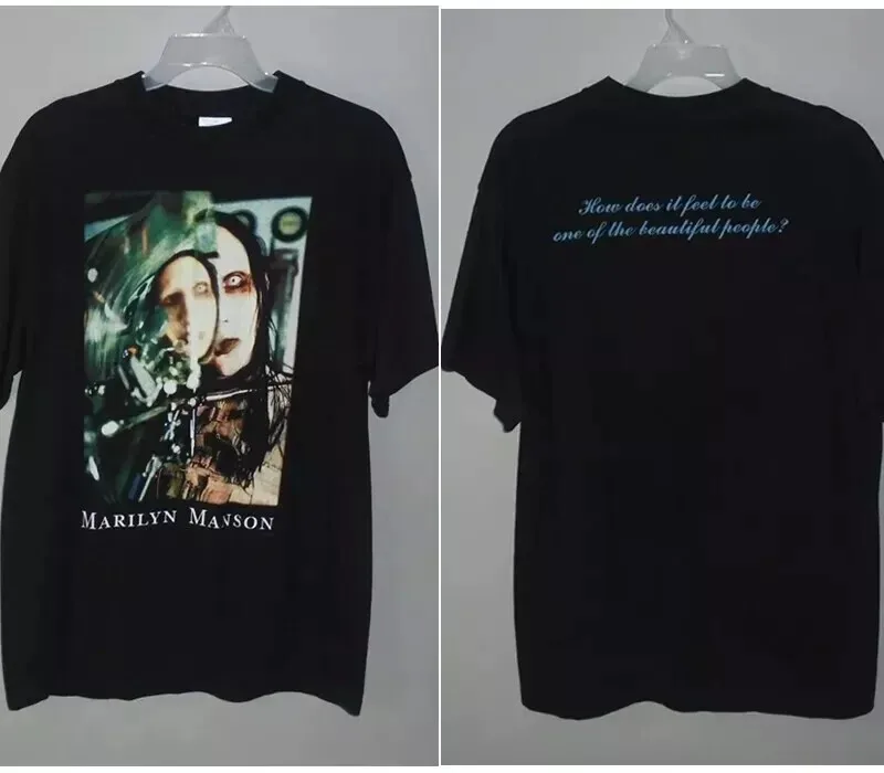 1997 Marilyn Manson Beautiful People 2 Sided Black Unisex Tshirt Reprint S-5XL