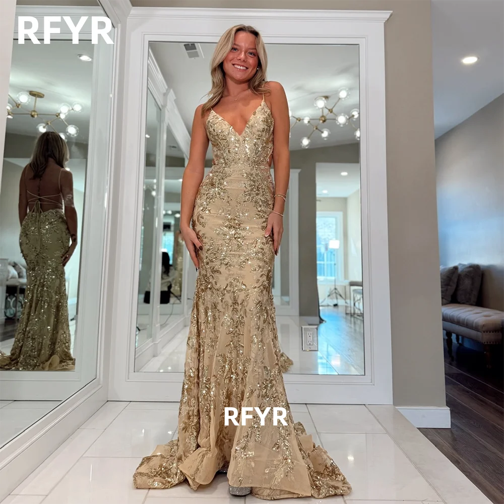 

Вечернее платье RFYR «Русалка» с кружевной спинкой на шнуровке, с аппликацией, для торжественных мероприятий, на заказ