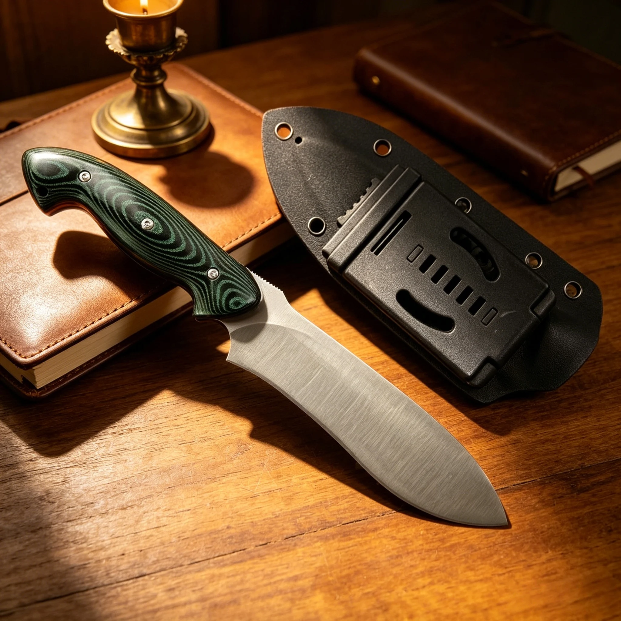 

Jungle exploration outdoor knife, made of S35V steel, equipped with protective K sheath, camping emergency rescue tool