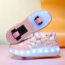 Children's Luminous Shoes  Roller Skating Shoes Casual LED Sneakers USB Charging Flashing