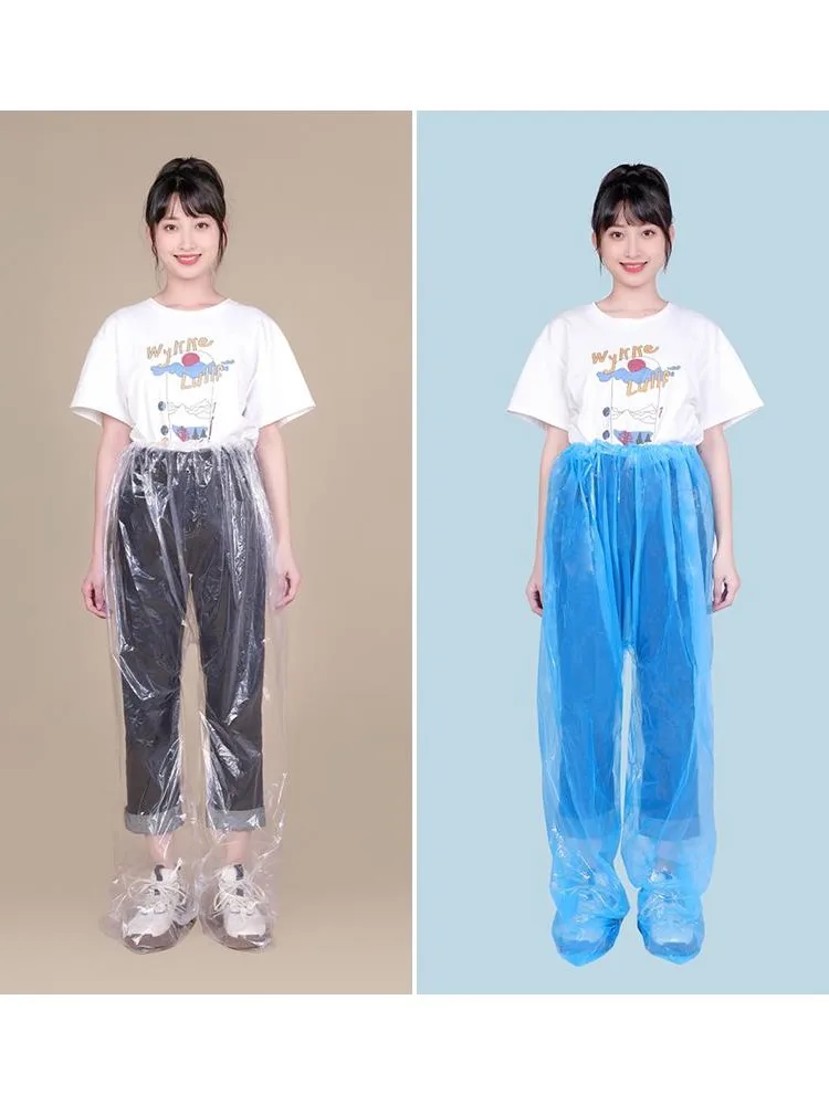 AliExpress 5/10PCS Disposable Raincoat Pants Portable Splash Proof Split Raincoat Outdoor Travel Drifting Cycling Feet-wrapped Rain Pants