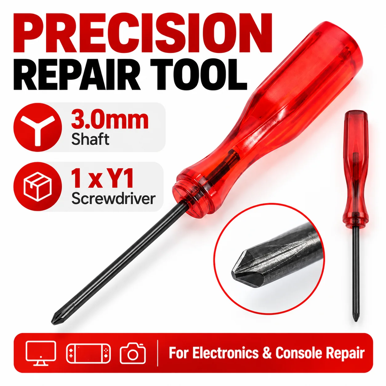 1 Stück 3,0-mm-Tri-Wing-Schraubendreher Y1, Dreipunkt-Schraubendreher für Nintendo Wii, DS Lite, DS, Reparatur- und Öffnungswerkzeug für Apple MacBook-Laptop-Akkus. – Detail 4