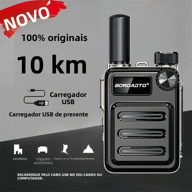 Mini Walkie Talkie 5W UHF 400-470MHz 16 Canais Rádio Bidirecional com Sincronização de Frequência por Um Toque, Longa Duração de Bateria, Transceptor Portátil de Mão