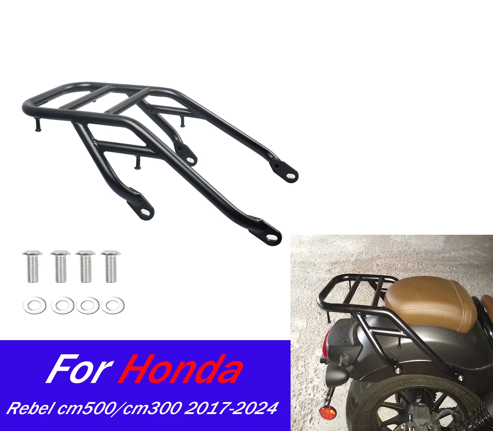 

For Honda Rebel CM CMX 300 500 2017-2024 2023 CMX500 Luggage Rack Rear Carrier Tail Storage Support Shelf Motorcycle Accessories