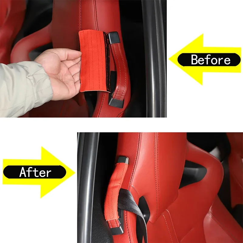 For Jaguar F-TYPE 2013+ car styling car seat back seat belt fixed protective cover sticker car interior accessories 2Pcs