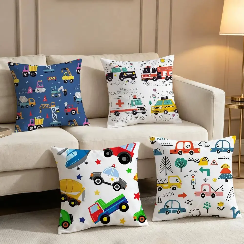 ART Transportation Cars Truck Boat Racing Cushion Cover Pillowcase Upholstery pillows for sofa Throw Pillow Home Decor Pillowcas