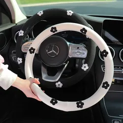 Steering Wheel Covers Four Seasons Universal Women's Cotton Flax Summer Anti-slip Sweat-absoring Handlebar Cover Car Decor