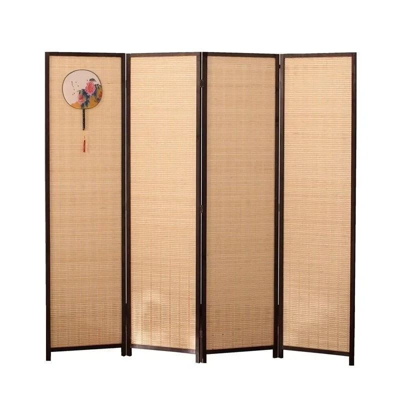 Solid wood bamboo woven screen office dining room bedroom partition screen partition folding Chinese style home simple modern