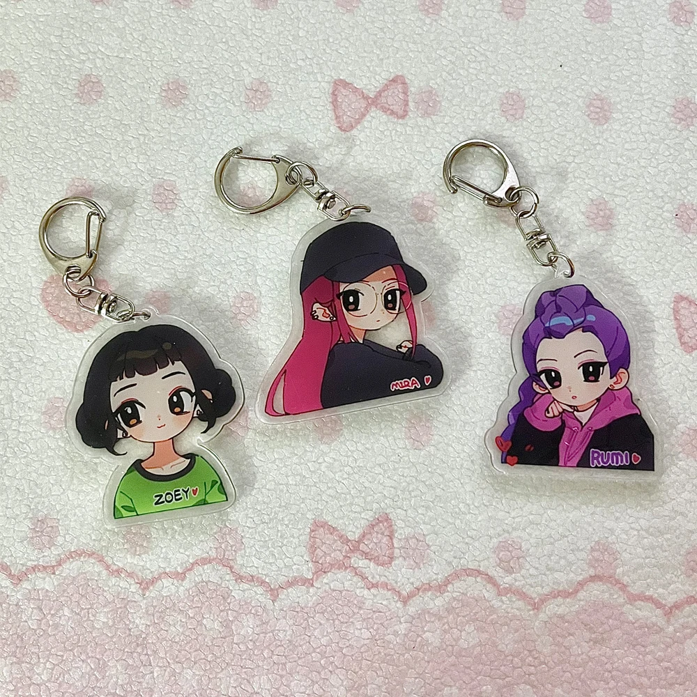 

Kpop Demon Girls Keychain for Accessories Huntrix Saja Boys Rumi Zoey Jinu Derpy Tiger Keyrings Key Chains Jewelry HUNTERS Gifts
