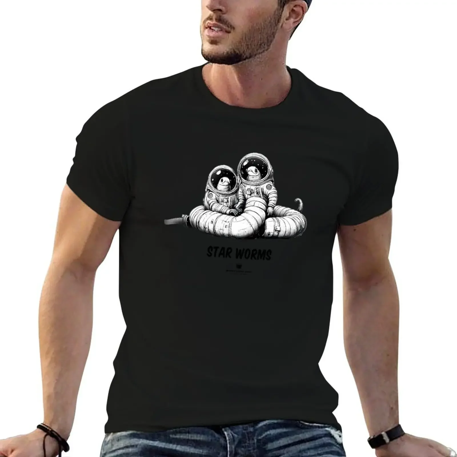 Astro and Stella the Cosmonaut Star Worms - WHITE TEE T-Shirt heavyweights anime tshirt plus sizes plain white t shirts men