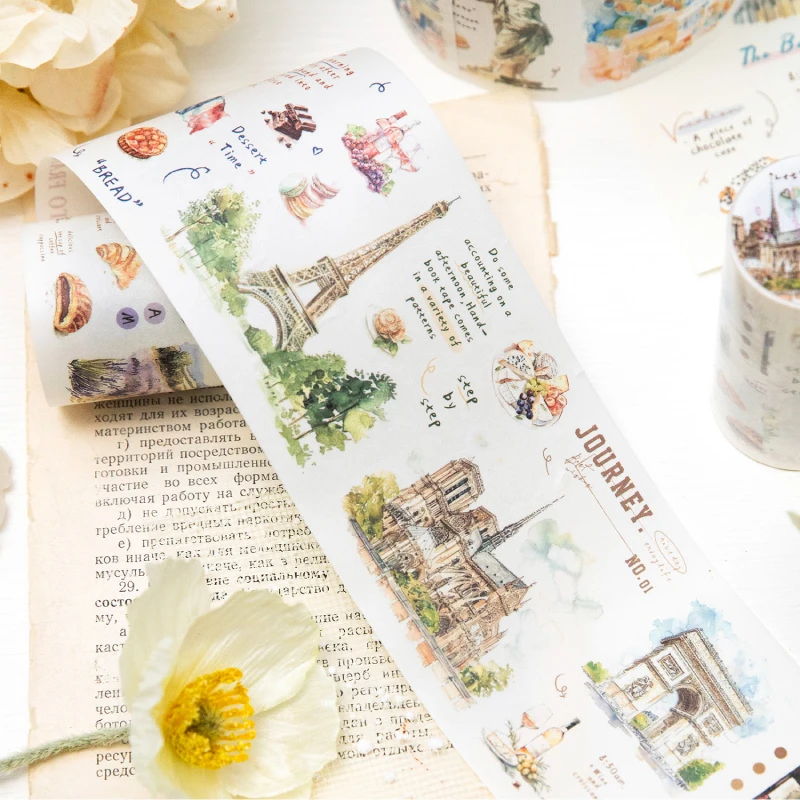 Journal GO-Ruban adhésif décoratif Washi, 7.5x200cm, ruban de masquage, autocollants de scrapbooking, journal indésirable de voyage romantique, bricolage