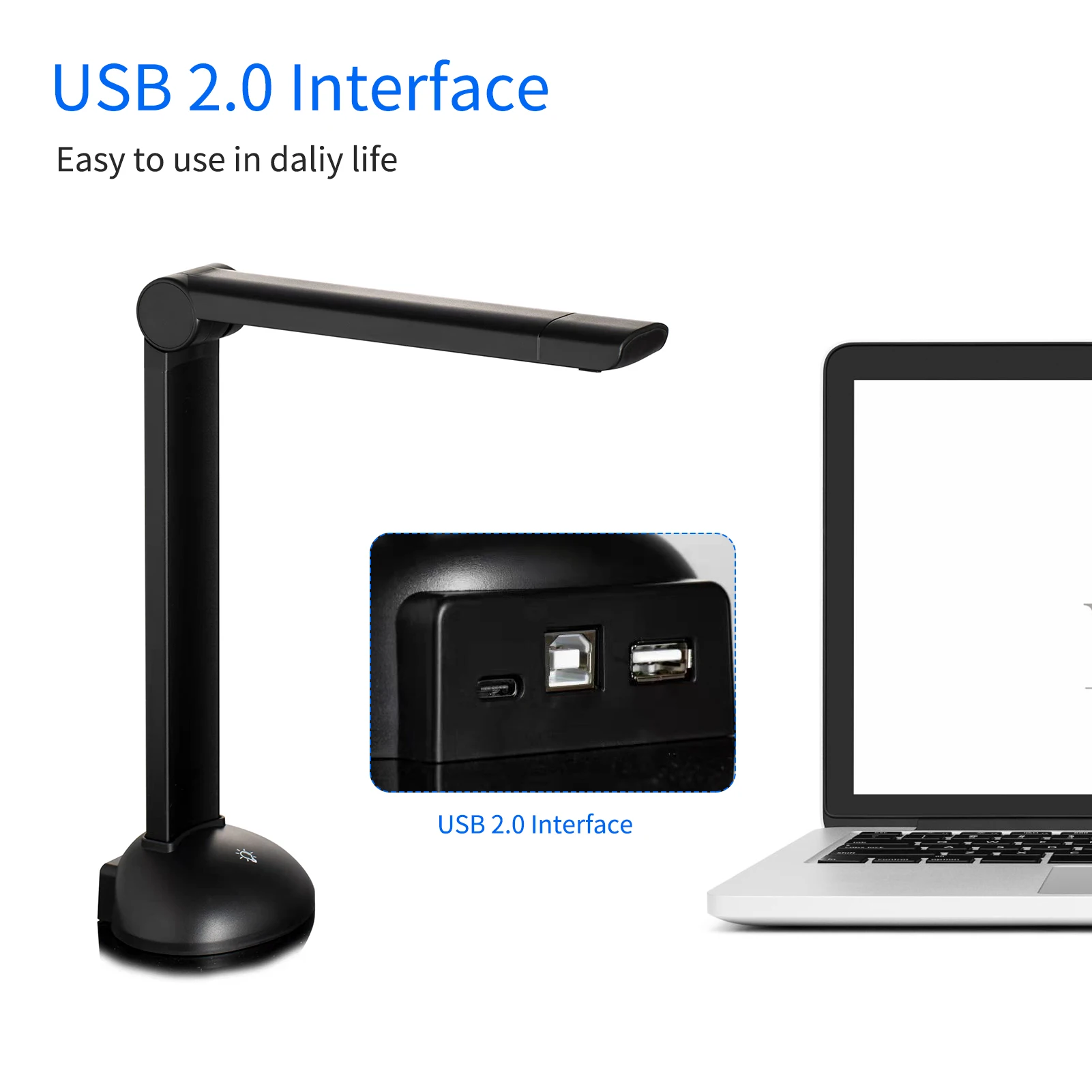 Document Book Camera Scanner High Definition Scanning with USB Port LED Light OCR Function Compatible with for Win for Classroom