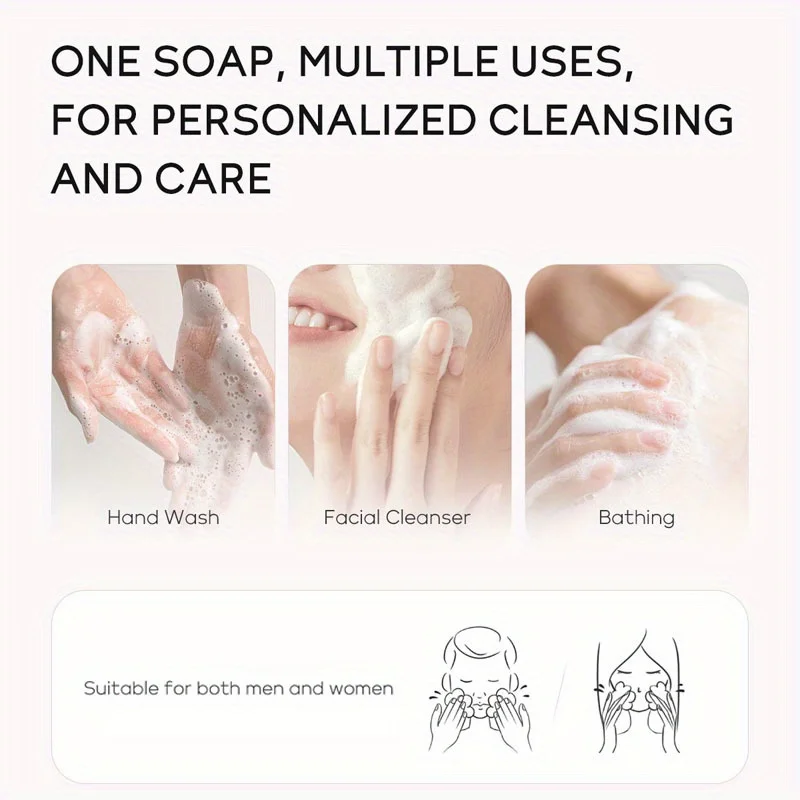 Jabón Sakura hecho a mano, barra de limpieza suave de 90g para cara y cuerpo, hidrata todo tipo de piel con red espumosa, fragancia Natural