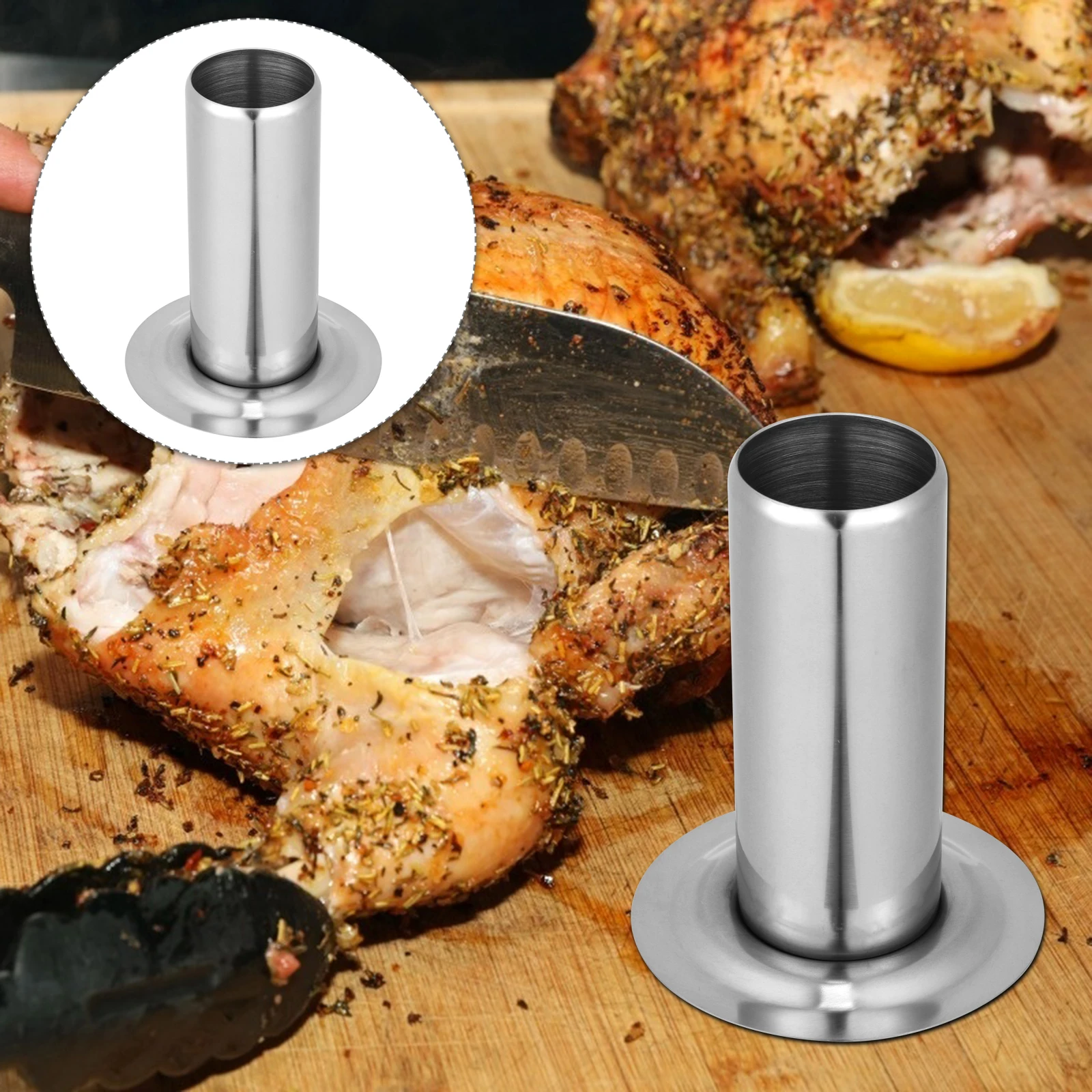 

Stainless Steel Chicken Rack Roast Tool Beer Can Holder BBQ Camping Thickened High Temp Resistant Practical Home Use
