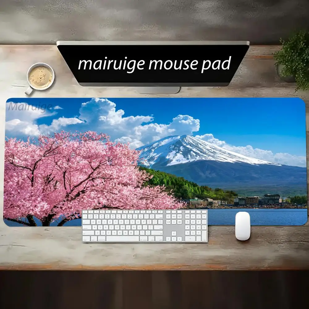 لوحة ماوس ذات مناظر طبيعية جبلية كبيرة لطاولة ألعاب مكتبية للكمبيوتر XXL مطاطية مضادة للانزلاق مخيطة لوحة المفاتيح وسادات مكتب قابلة للغسل