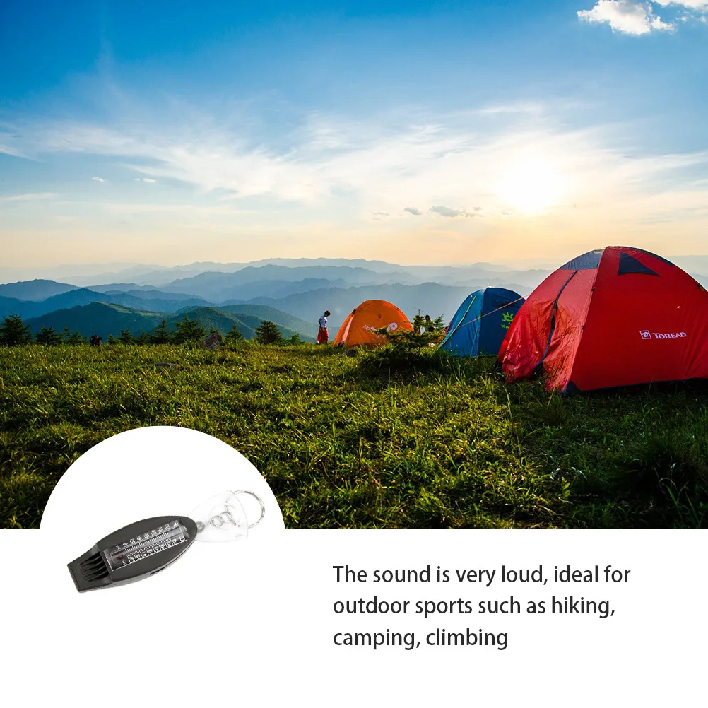 3 قطعة صفارة إنقاذ متعددة الوظائف مع بوصلة ميزان الحرارة عدسة مكبرة للتخييم في الهواء الطلق التنزه الصيد القوارب