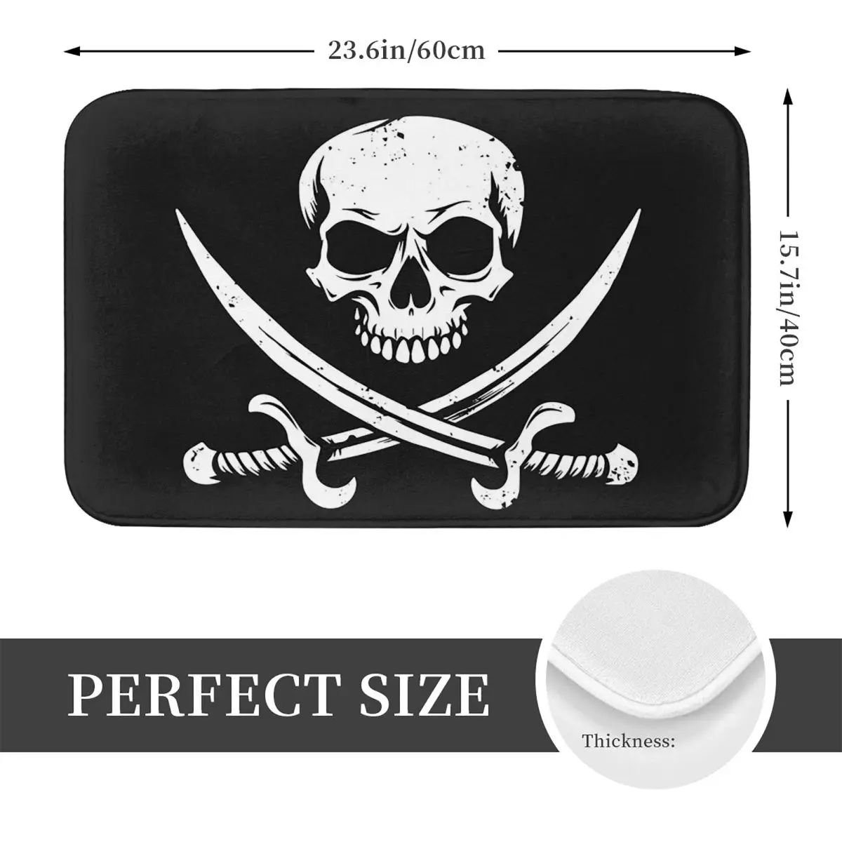 Pirate Skull Doormat Antiwear Carpet Rug Kitchen Entrance Home Floor Mat for Balcony Footpad Mats