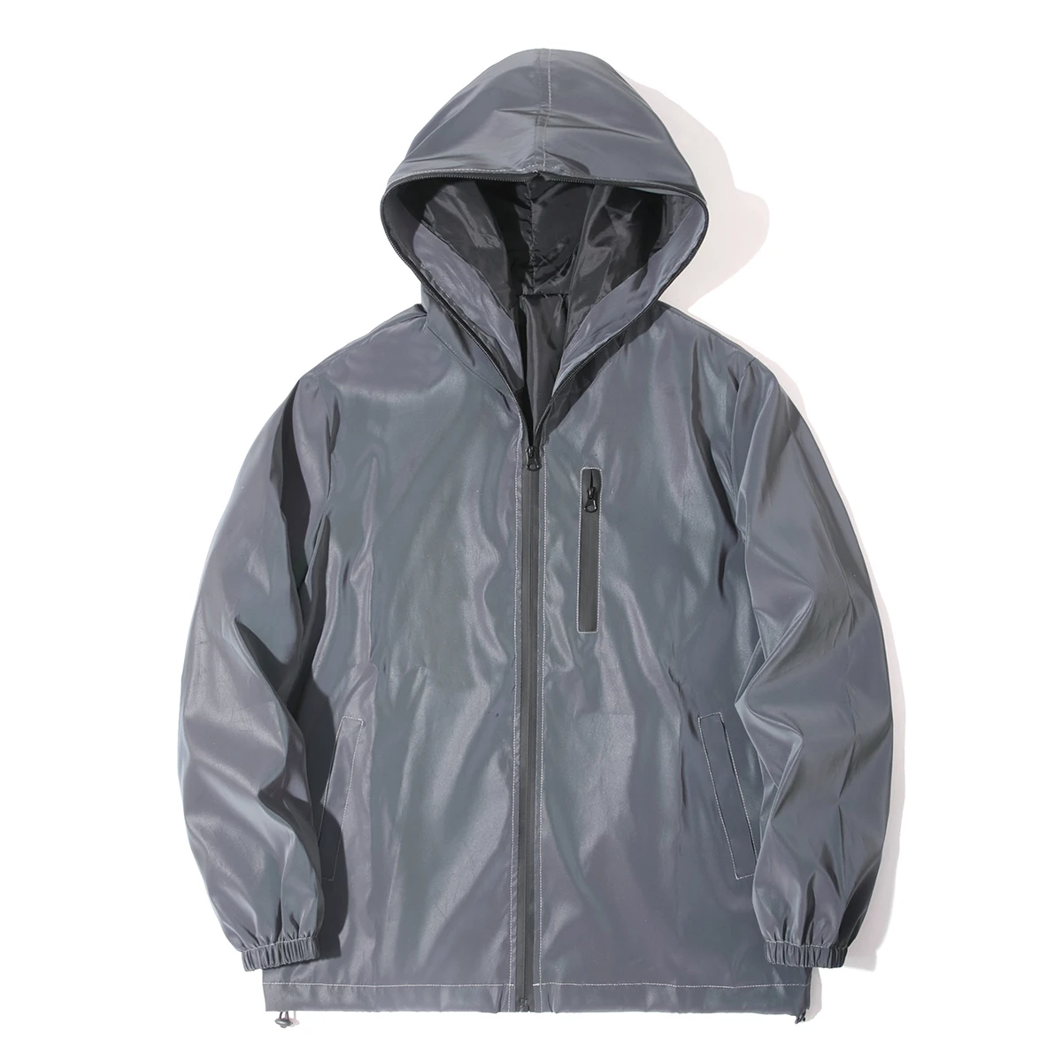 AliExpress NONE Night Colored Reflective Jacket Men Outdoor Cycling Jogging Windproof Hooded Coats Hip-hop Rock Streetwear Safety Couple Clothes