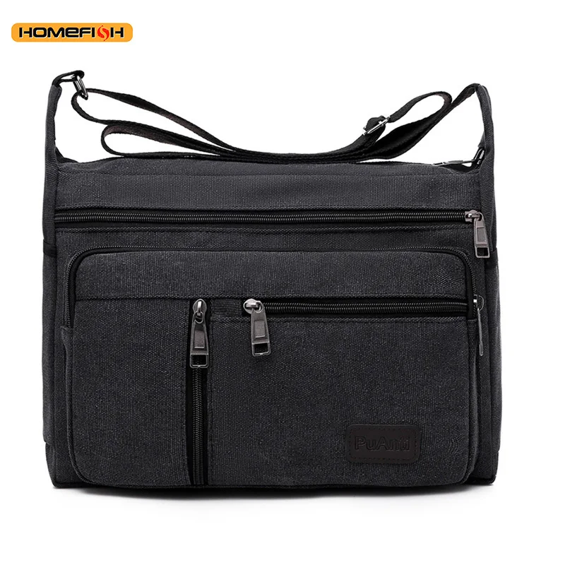 HOMEFISH Men Canvas Shoulder Bags Casual Tote Travel Men's Crossbody Bag Luxury Messenger Bags Fashion High Quality Handbag gallery 4