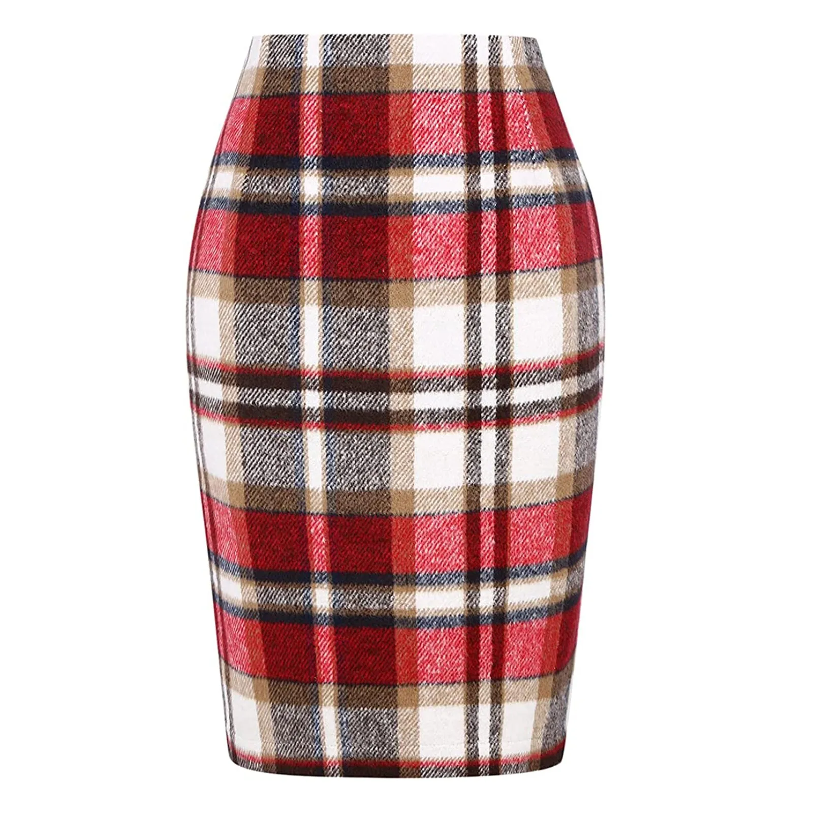 Fashion Elegant Preppy Style And Office Lady Pencil Plaid Skirt Women Sexy Slim Fit All-Match High Street Wool Mid Length Dress