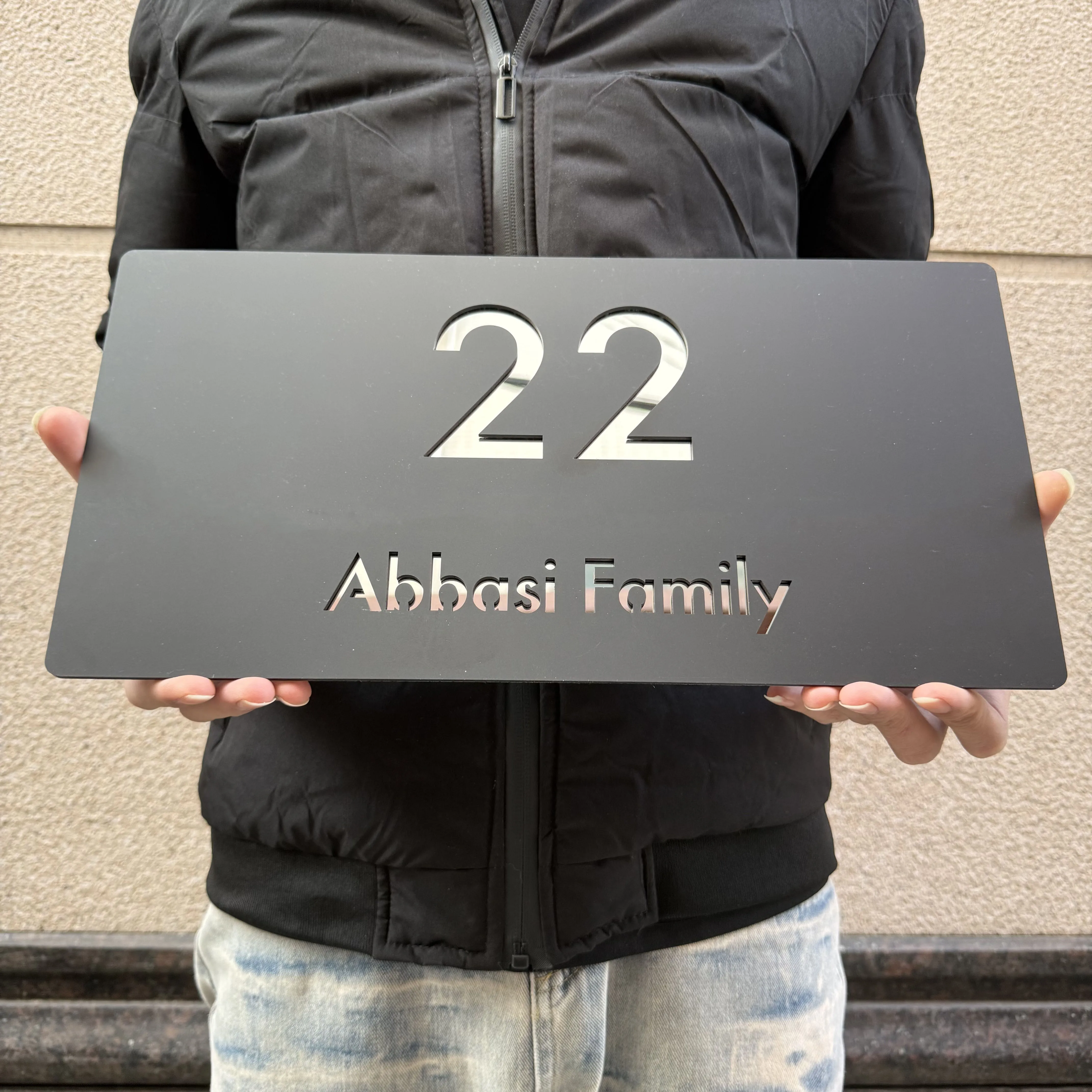 Personalized Laser Cutting Custom Acrylic Sign 3D Floating Nordic Door Sign Modern House Outdoor Street Address Name 2D Flat