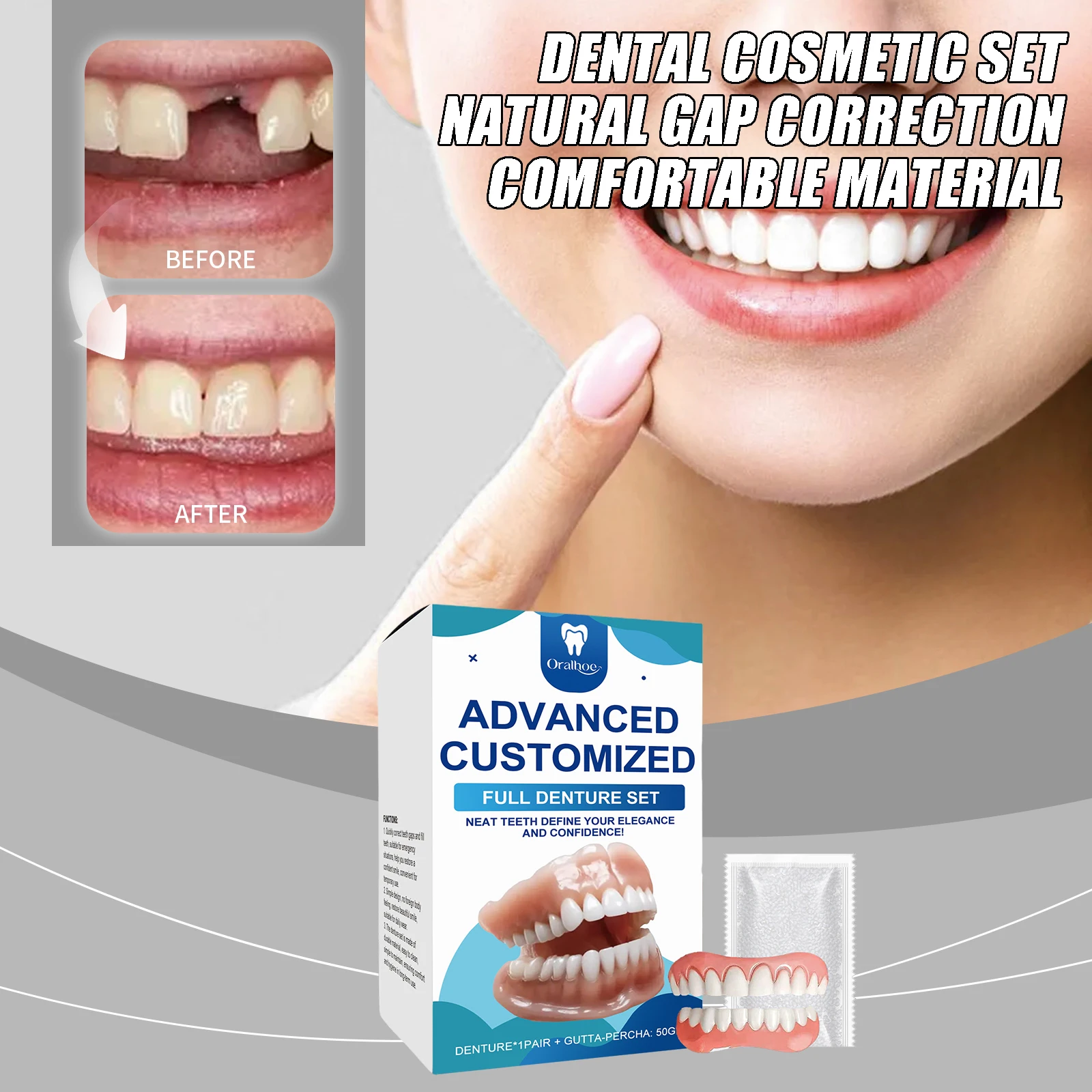 

Denture Silicone Kit Silicone Liners Soft Kit Soft Denture Kit Natural Gap Correction Comfortable Material Denture Care Kit
