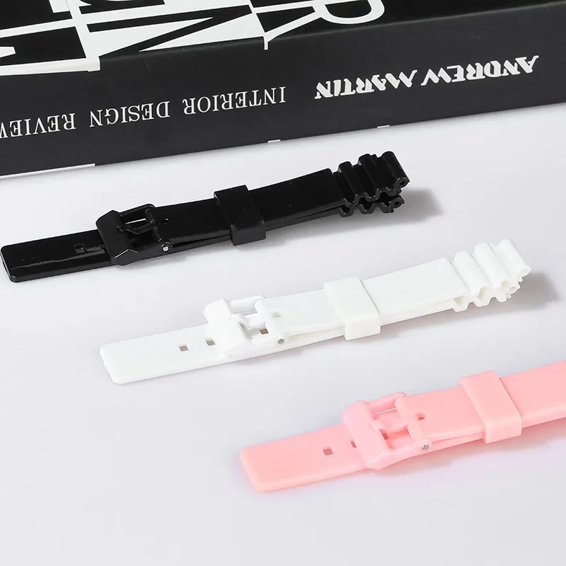 Resin Silicone Strap for Casio LRW-200H Women Glossy Black White Pink Sport Waterproof Convex Rubber Watch Band Bracelet 14mm