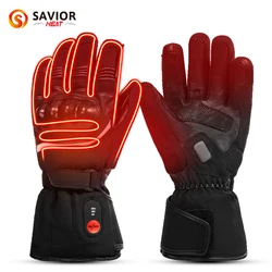 Salvador Calor-Aquecido Luvas De Motocicleta, 100% Impermeável, Equitação De Bicicleta, Luvas De Aquecimento Com Bettery Aquecedor, Juntas De Mão, Couro