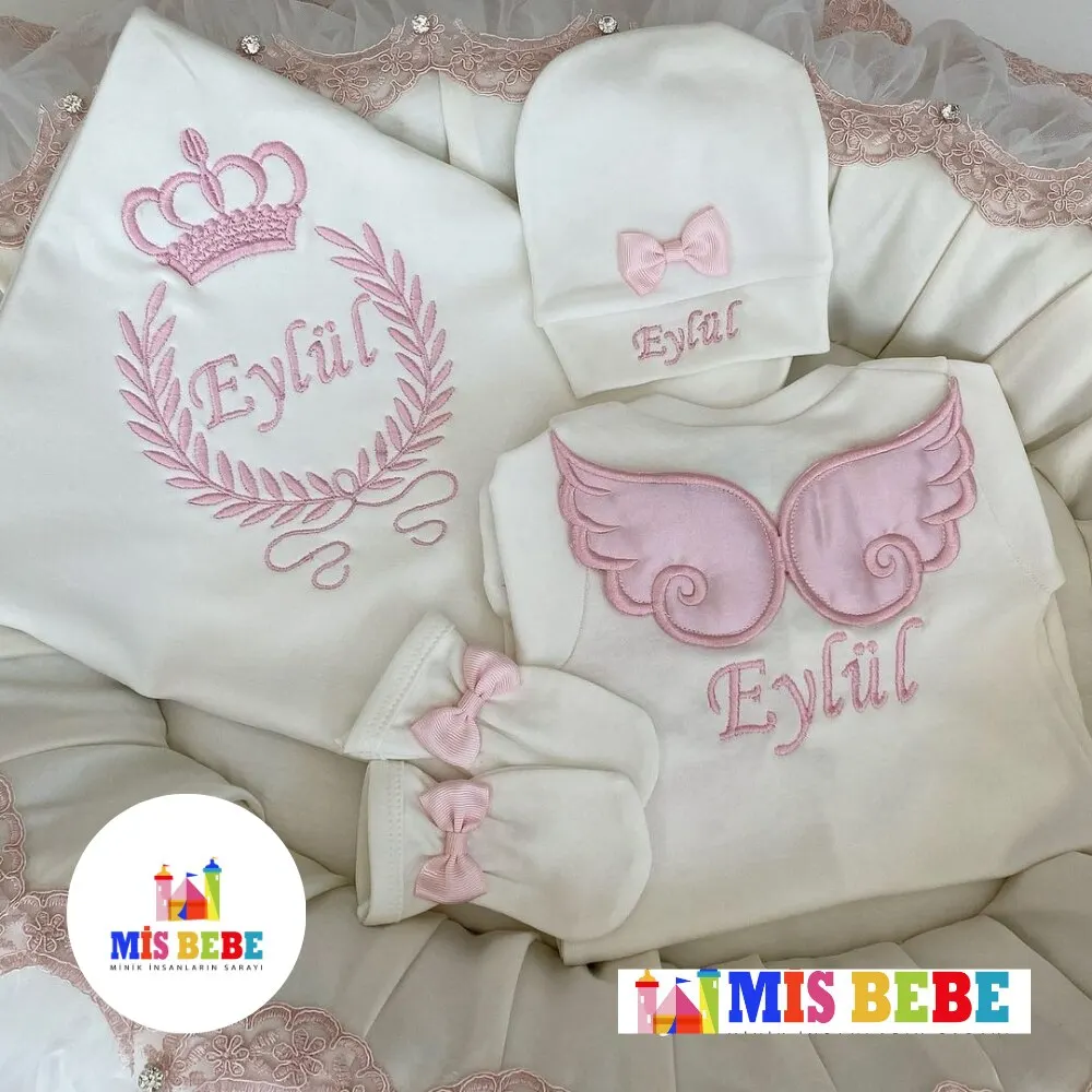 Baby Girl Boy King Queen Newborn Personalized Outfit Clothing 5-pcs Hospital Custom Fabric Antibacterial Babies Healthy Safe