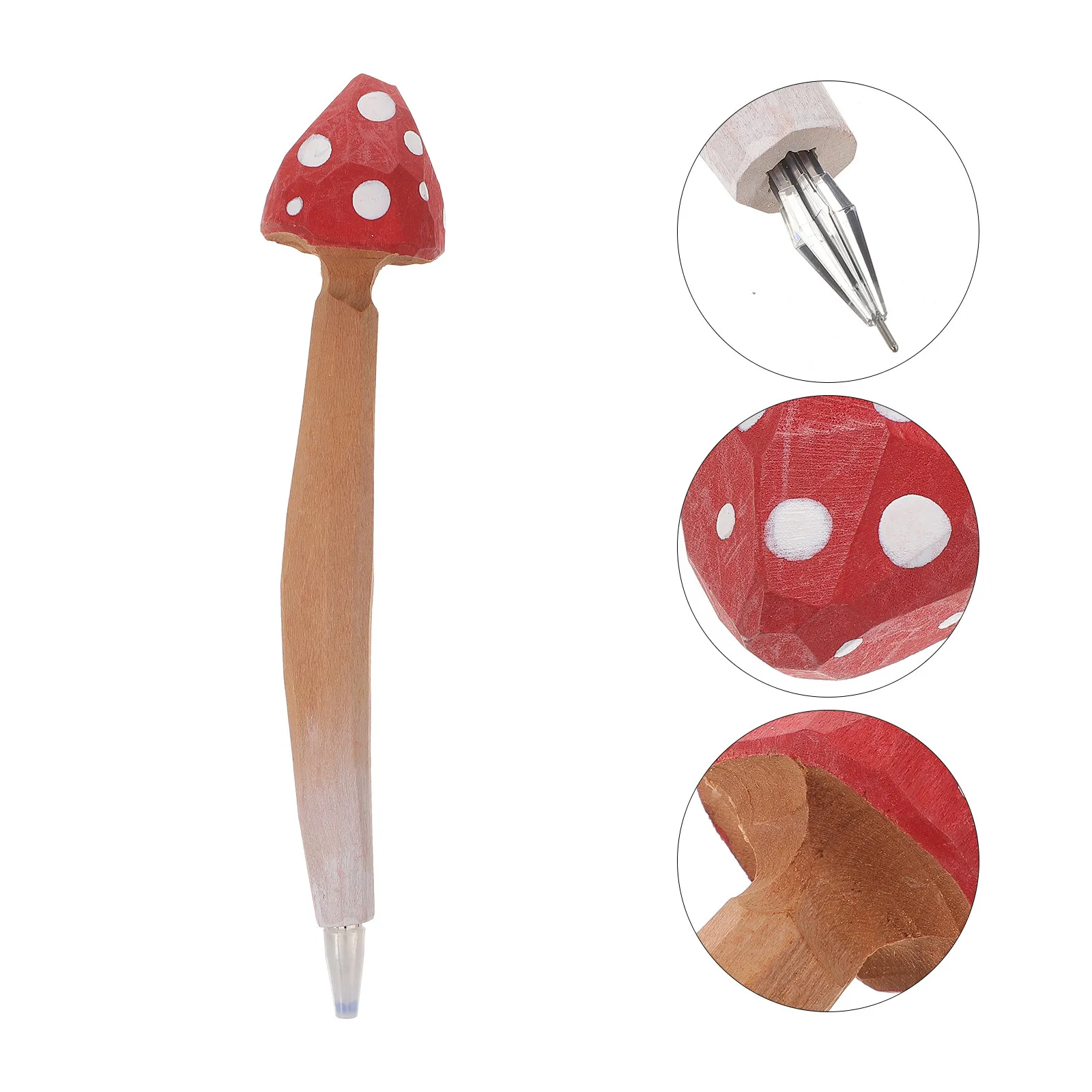 

Wood Ballpoint Pen Mushroom Theme Creative Design Ergonomic Comfort Grip Writing Tool for School Office Taking