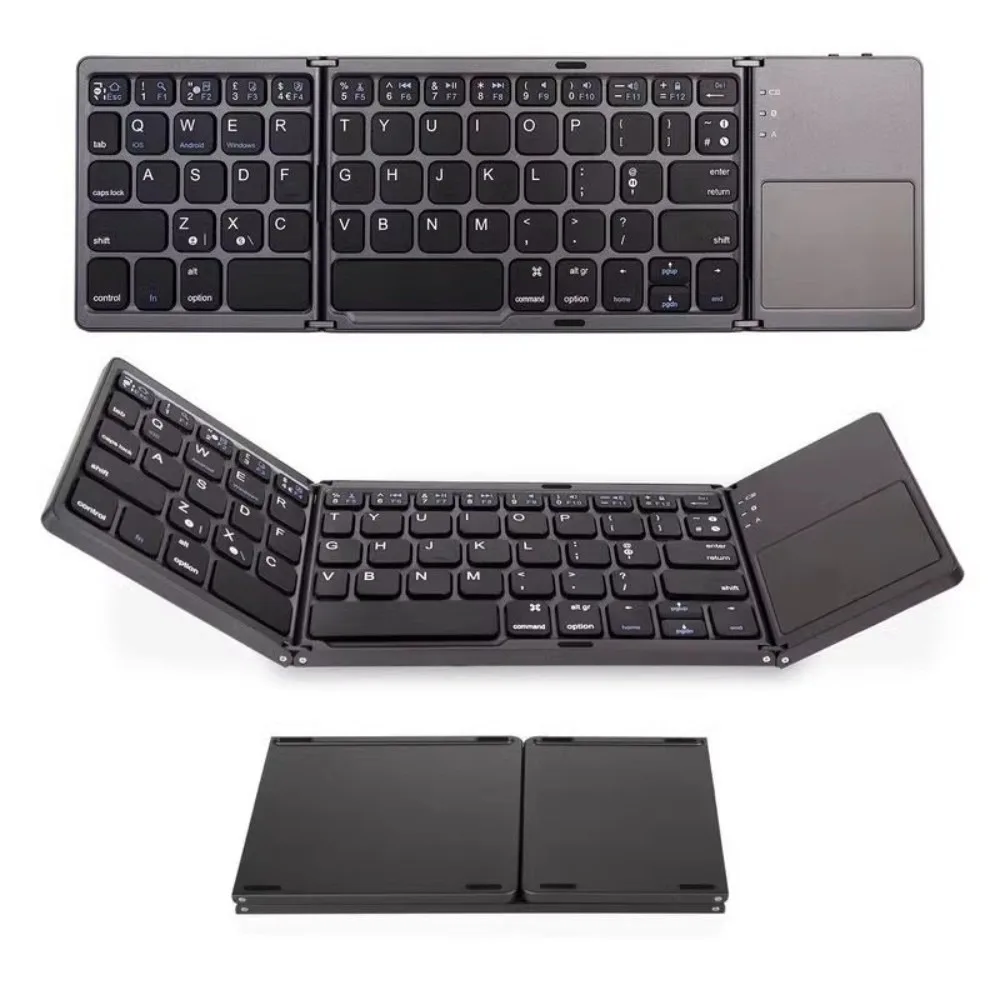 

Dual Bluetooth 5.1 Foldable Wireless Keyboard 3-Folding Design Rechargeable Keyboard for Windows, Android, iOS systems