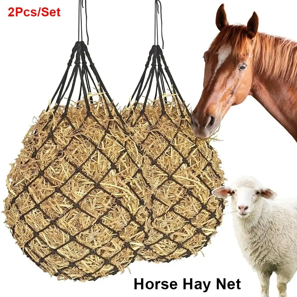 

Набор из 2 шт. Новая подвесная сетка для медленного кормления, 40 дюймов, для сена, большая вместимость, для лошадей, коз, овец