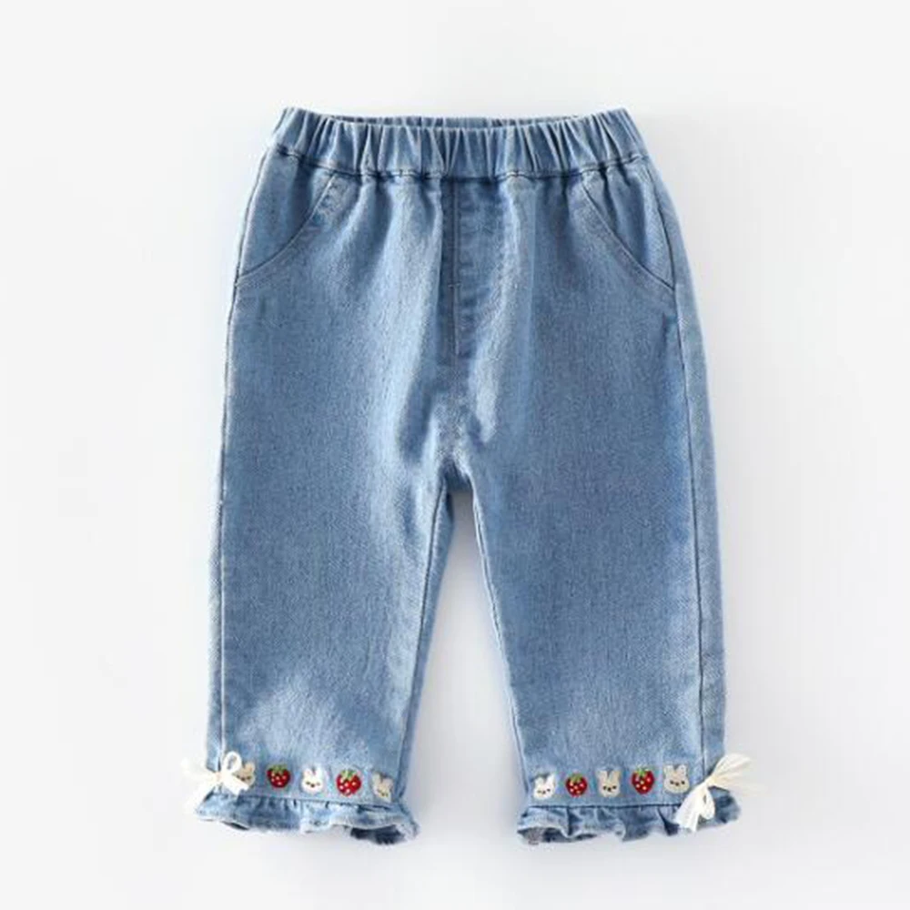 

Toddler Jeans Girls Spring Autumn Children Clothing Fashion Boot Cut Kids Blue Denim Pants Hot Selling
