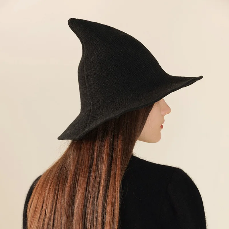 

Halloween Witch Hat Cross-border Pointed Roof Large Eave Knitting Party Role-playing