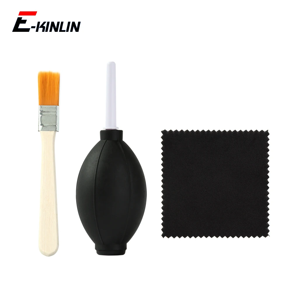 

3in1 Air Blower Pump Microfiber Nylon Brushes Clean Cloths For Mobile Phone Screen Camera Lens Motherboard Dust Cleaner Tools