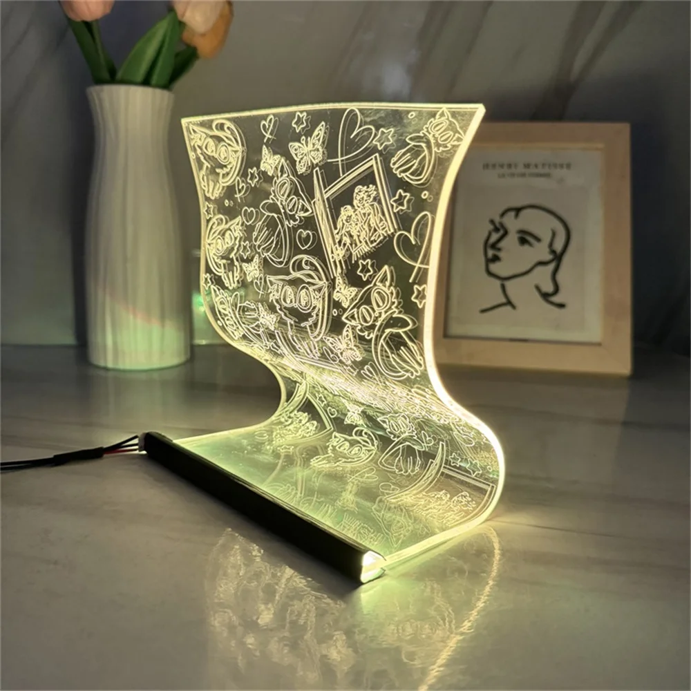 LED Scroll Lamp いわとすずめ Hot Cartoon Movie 3D Atmosphere Mood Light Acrylic Night Lamps Table Art Decor Lamp 3/7 Colors Remote