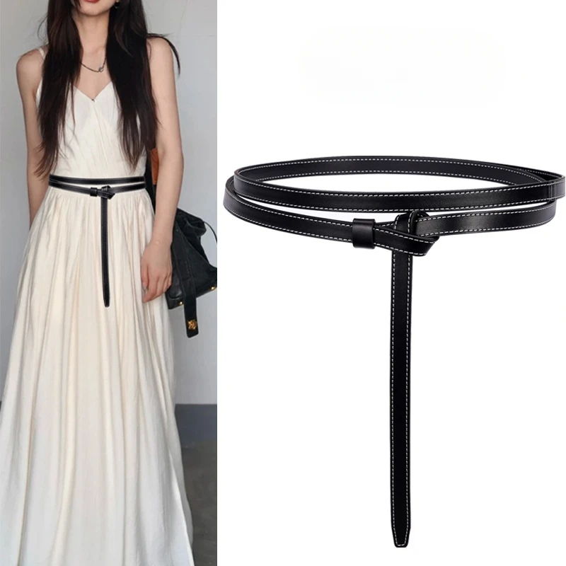 

Long 198cm Thin Waist Chain Belt Decorative Knotted String Belt for Women’s Vintage and Casual Dresses