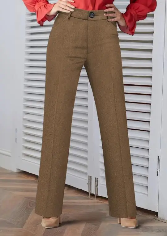 

2026 New Fashion Casual Elegant Suit Pants Straight Leg Pants Elegant Commuting Versatile Woven Women's Fashionable Pants