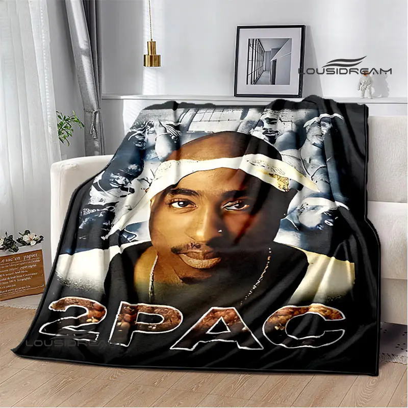 2PAC hip-hopowa piosenkarka nadrukowana moda koc ciepły czerwony koc miękki i wygodny koc domowy koc podróżny prezent urodzinowy