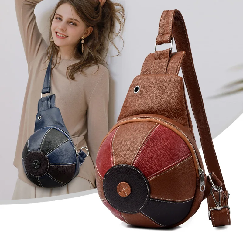 

Women's Trendy Patchwork Crossbody Bag Ins Style Chest Bag Multiple Pockets PU Leather Sling Bag for Travel Zipper Security Bag
