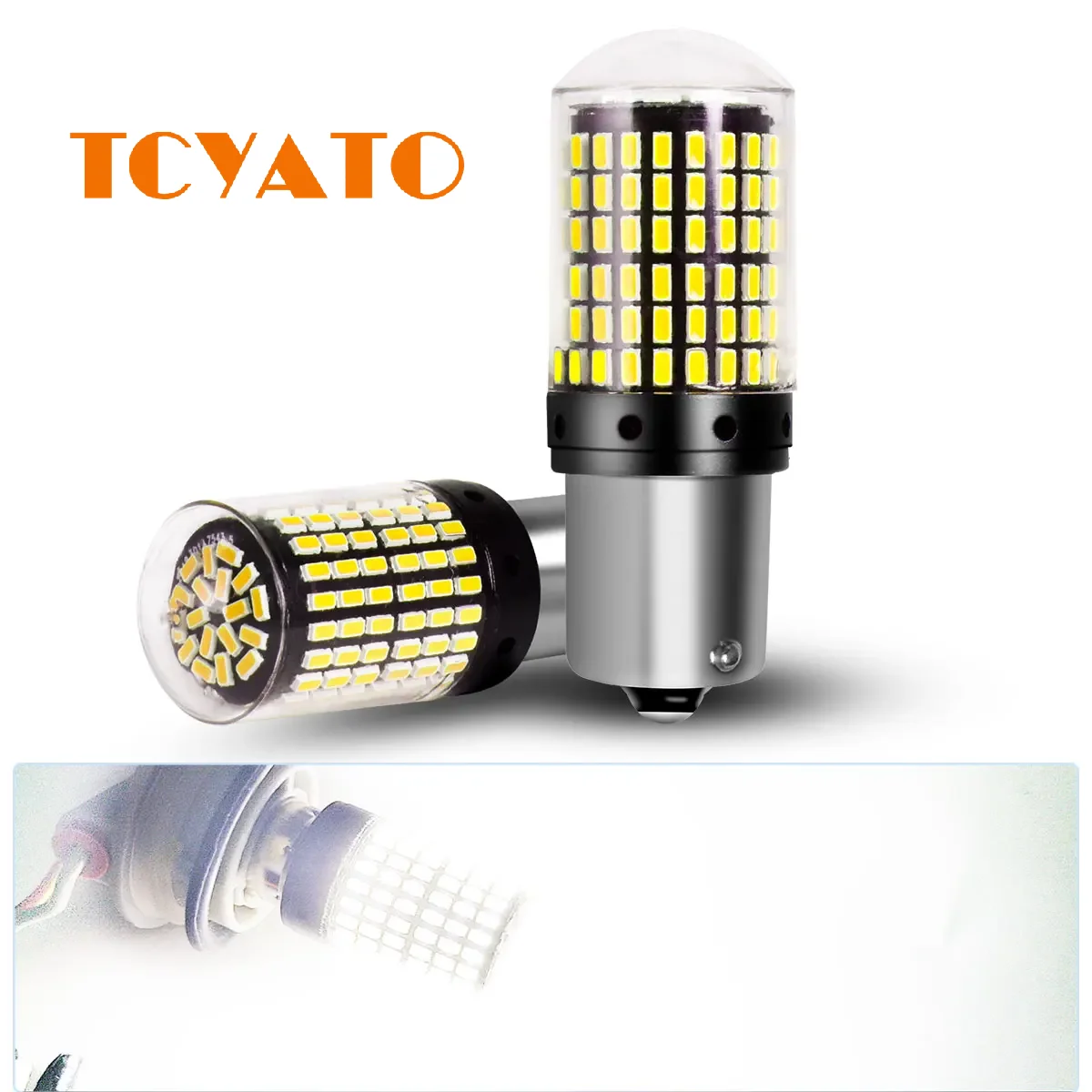 TCYATO  2PCS BAU15S 7507 Turn Signal Light PY21W 5009 Canbus No Error Led Bulb Amber Blinker 144 Lamp 3014 High Brightness Chip