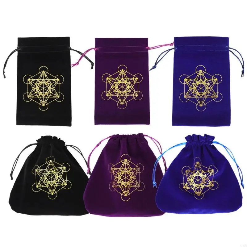 ถุงเก็บกำมะหยี่แบบพกพาสำหรับ Metatron Card Divination Bag สำหรับเด็ก ADU A70D