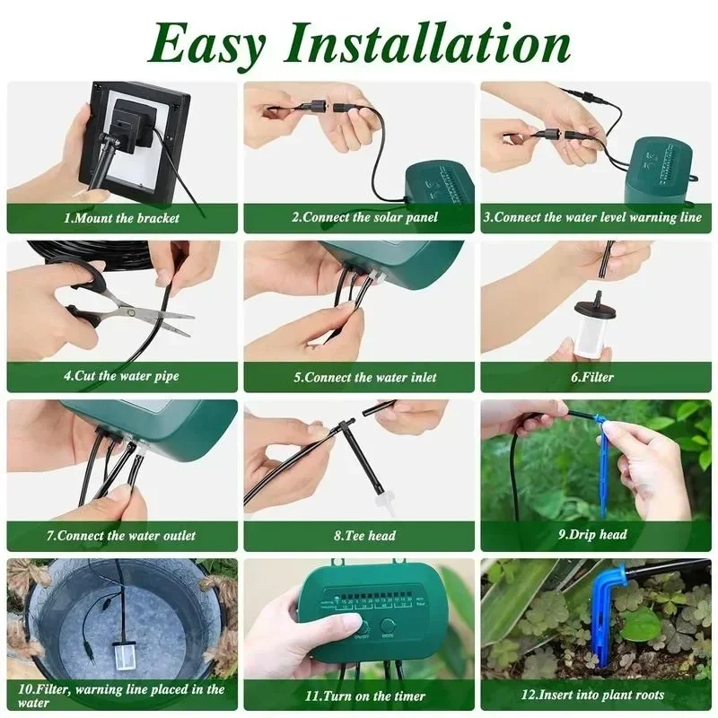 Solar Irrigation System for Garden Watering System, 2024 Latest Drip Irrigation Kit for Potted Plants, Supported Automatic Water