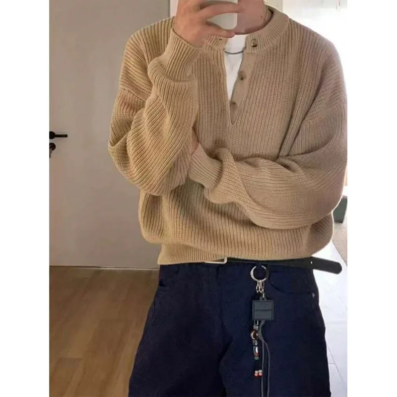 

Men's Knitted Henry Neck Sweater Regular Thickness Spring 2026 Non-Hooded Other Material 100% Fashion Style Other