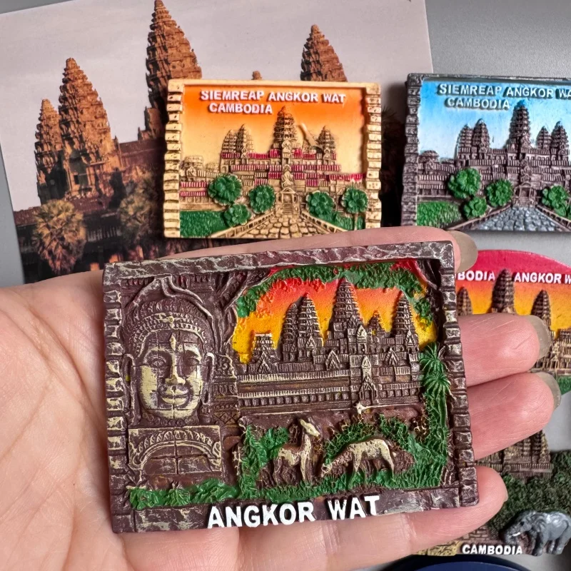 Cambodian Refrigerator Magnets Angkor Wat Tourist Souvenirs Siemreap Fridge Sticker Khmer Buddha Statue Elephant Southeast Asia view 6
